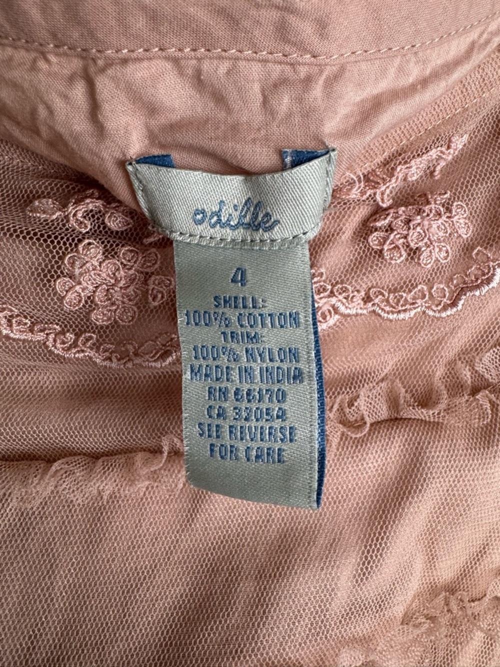 Vintage Odille Anthropologie Blush Tiered Lace Skirt Boho Cottagecore Size 4 - Picture 6 of 7